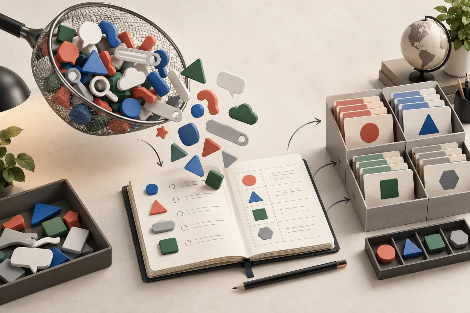 A broad search net gathers mixed queries while useful demand is separated from wasted clicks.