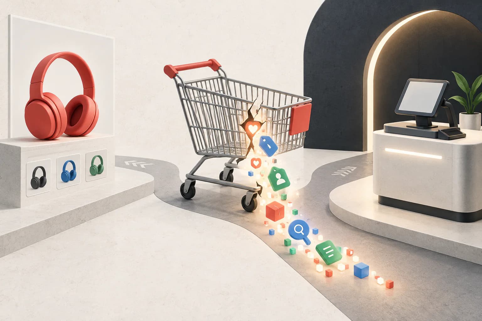 An ecommerce journey leaks customers at the cart while the checkout stage remains intact.